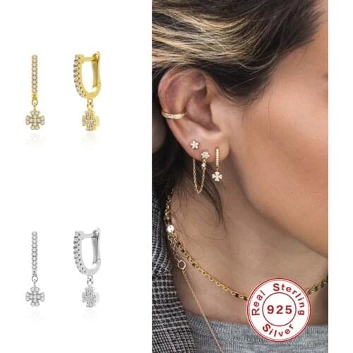 GS Luxury Fine Jewelry Bling Zircon Woman Hoops Earring For Engagement Birthday Gifts S925 Sterling Silver Pendientes