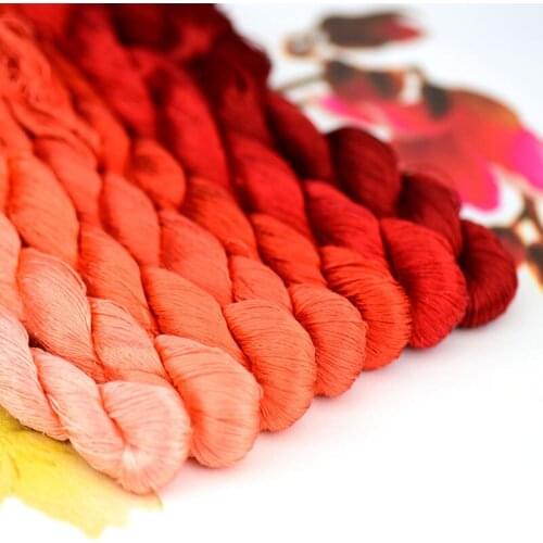 1pcs 100% silk thread hand embroidery embroider cross stitch orange series 400m silk embroidery thread7 pure colors