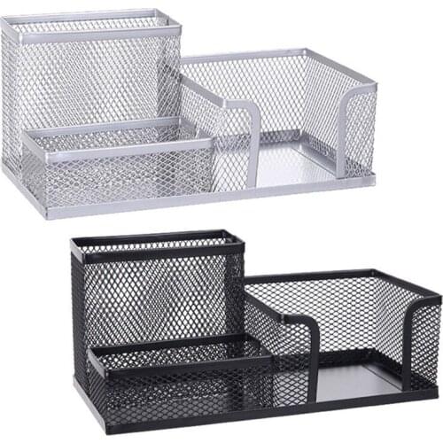 Multifunctional Combination Pen Holder Creative Metal Iron Art Three Grid Desktop Storage Pen Holder Office Storage Box New 1pc