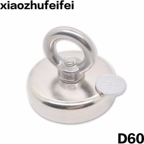 1pcs Pulling Mounting D60mm strong powerful neodymium Magnetic Pot with ring fishing gear, deap sea salvage equipments D60