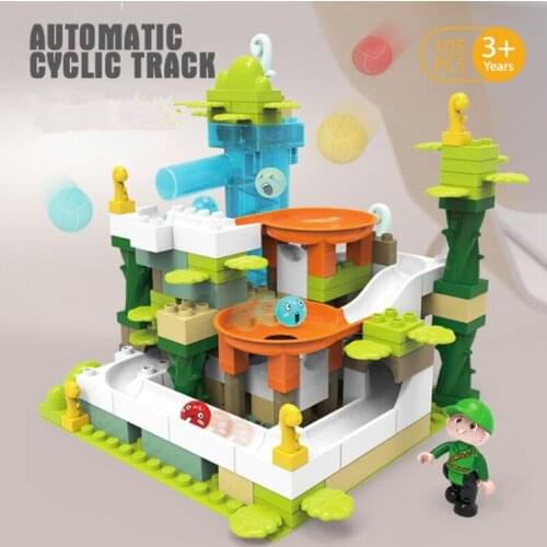 154pcs Electric ball track building blocks Marble Race Run Maze Ball Track Building Blocks Funnel Slide Assemble Bricks