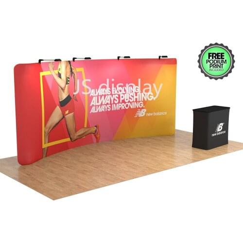 20ft Portable Trade Show Display Booth Curved Backdrop Wall Counter Lights Custom Graphic Print #1