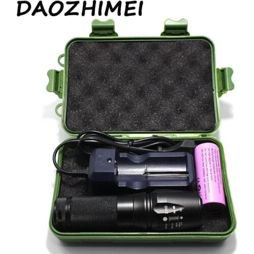 5000 lumens XM-L2 LED Aluminum Waterproof Zoom Flashlight Torch light With 18650 /26650 Rechargeable Battery Charger
