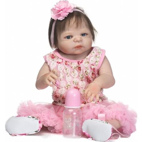 57cm Full Silicone Body Reborn Baby Doll Toy For Girl Vinyl Newborn Princess Babies bebe reborn for child Birthday Gift