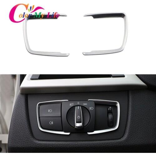 2Pcs/Set ABS Chrome Headlight Switch Frame Trim Adjustment Circle Sticker For BMW F30 F31 F32 F34 3 4 Series 320 328 Accessories