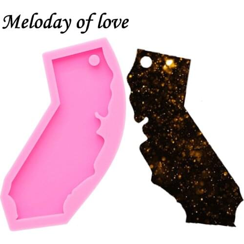 Shiny California tate keychain molds for keychains DIY epoxy model resin keychain mold silicone rubber DY0213