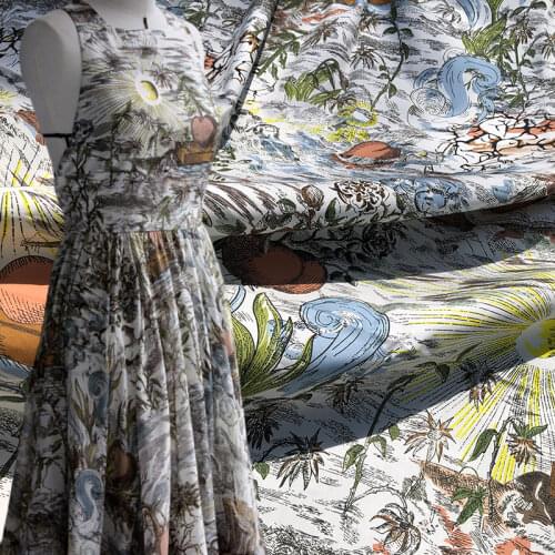 Printed natural 100% cotton poplin fabric cloth material 145cm width half skirt garment dress fabric custom production wholesale