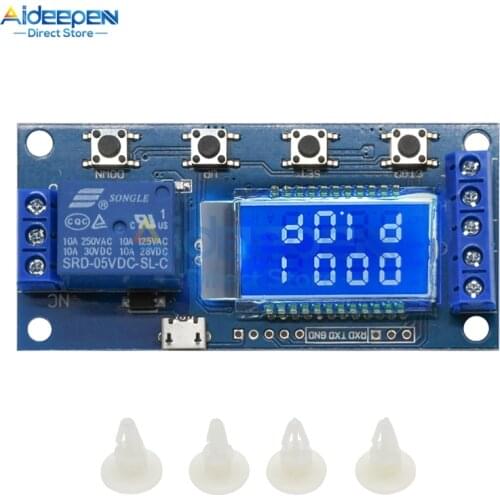 DC 6-30V Micro USB LCD Digital Display Time Delay Relay Module Control Timer Switch Trigger Cycle Module 5V 12V 24V