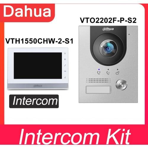 Dahua Intercom VTO2202F-P-S2 POE VTH1550CHW-2-S1 VTNC3000A 2-wire Audio Alarm 2-Door Control App Remote Intercom kit