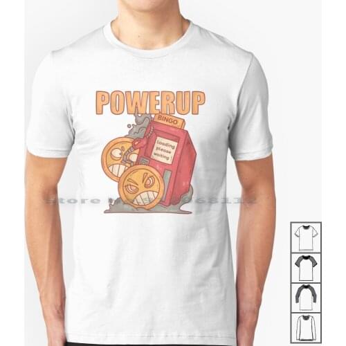 Powerup T Shirt 100% Cotton Powerup Mushroom Power Up Luigi Gaming Video Games Super 1up Kids 1 Up Retro Bros Blue Red Gamer