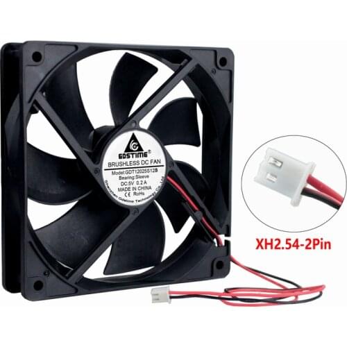Gdstime 100 Pcs 120mm*120mm DC Brushless PC Cooling Fan 5V 120mm x 25mm 2Pin Computer Motor Cooler 12cm 0.2A 1500RPM 12025