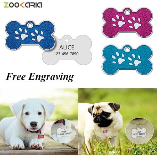 Engraved Pet ID Name Number Personalized Pet ID Tags for Cat Dog Puppy Collar Tag Pendant Bone Pet Tags