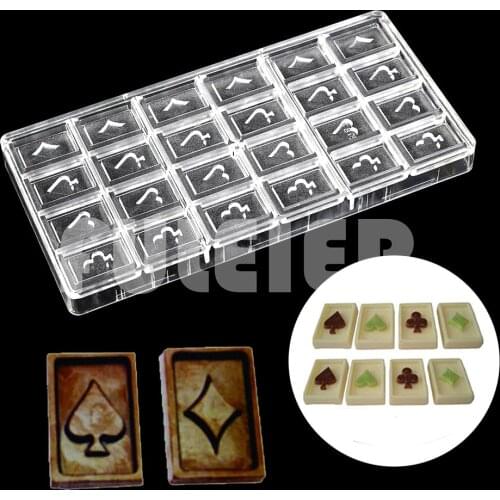Playing Cards Pattern Spades Polycarbonate Chocolate Mould For Baking Pastry Bonbon Candy Mold Confectionery Tool Bakeware