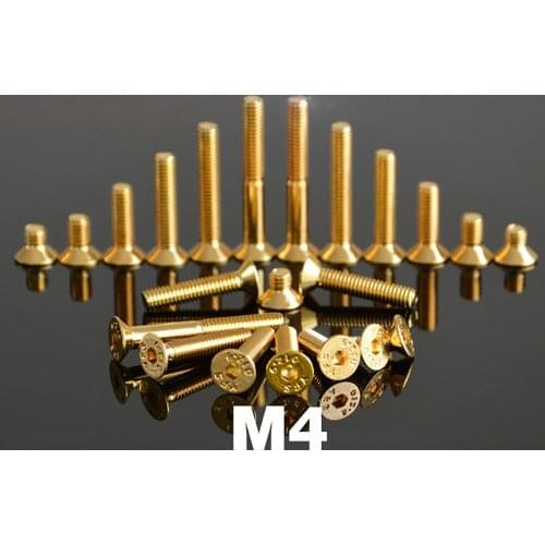 M4 Golden 12.9 Grade Alloy Steel Hex Socket Flat Head Screw DIN7991 For DIY Car Model