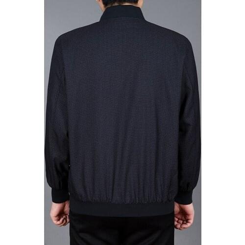 New Mens Jackets Middle-age Casual Dark Blue Plaid Coats 50% Off Overcoat For Male Clothing Big Size 4XL