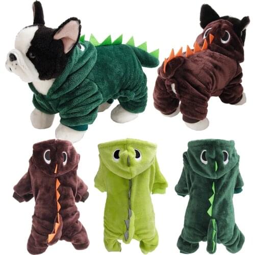 Soft Fleece Pet Hoodie Costume Warm Pet Pajamas Clothes Four-Leg Jumpsuit Cosplay Outfit Dinosaur Shark Jaws Halloween Costume