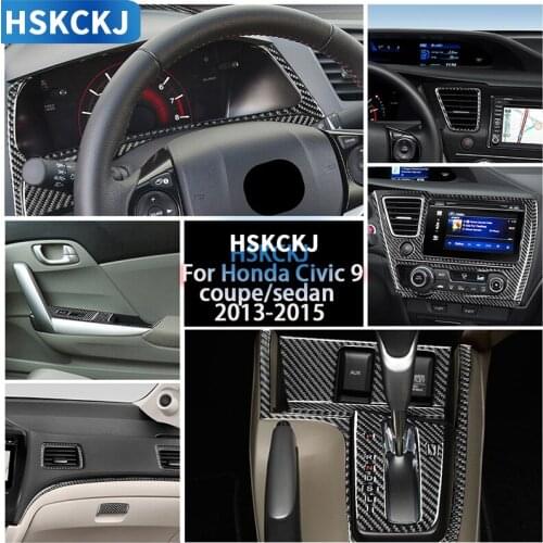 For Honda Civic 9 Coupe Sedan 2013-2015 Car Automatic Gear Shift Frame Stickers Carbon Fiber Interior Central Console Panel Trim