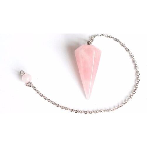 Natural Chakra Rose Quartz Carved Crystal Subuliform Reiki Energy Healing Pendulum Bead