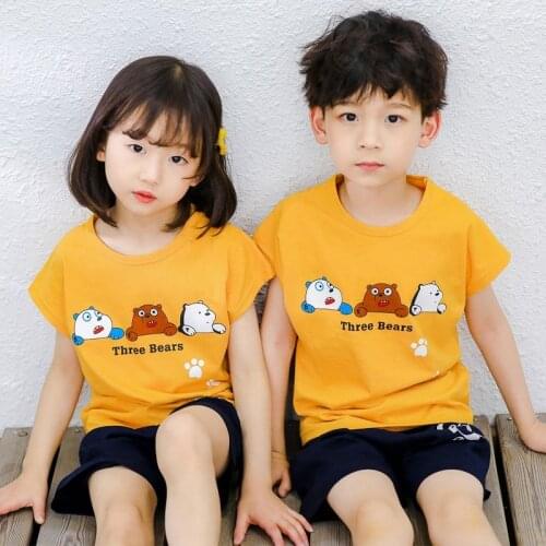 Summer Childrens Pajamas Baby Boy Clothes Cotton Pyjamas Kids T-shirt+Shorts 2pcs Cartoon Pajamas For Girls Boys Sleepwear Sets