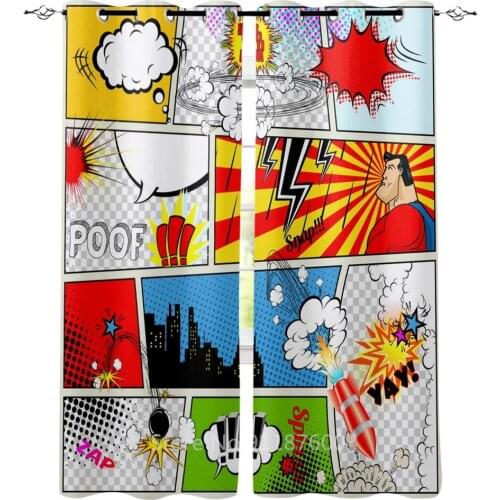 Anime Explosion Comics Retro Style Luxury Home Curtains Modern Home Supplies Living Room Bedroom Custom Curtains