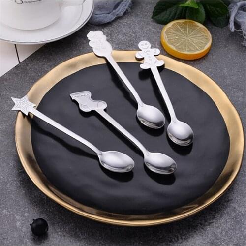 Christmas Decoration Kitchen Accessories Gold/silver Christmas Coffee Spoon 2022 New Year Xmas Decoration Navidad Natal Noel