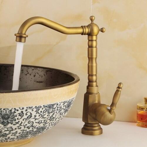 Above counter basin, copper antique hot and cold high style faucet, outdoor rotatable European style retro mixing faucet for bat