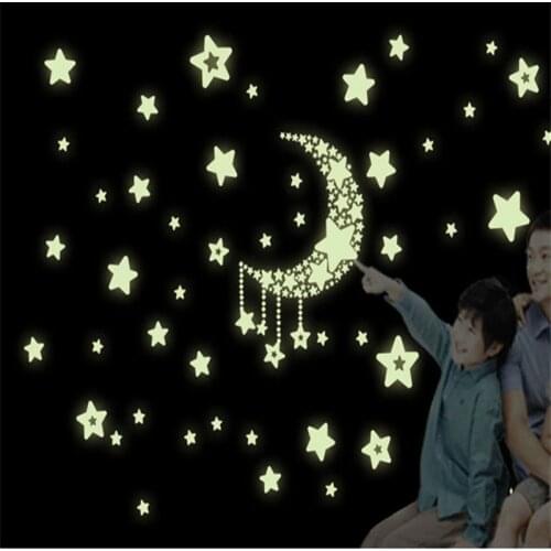 1 Set Moon Star Glow In The Dark Toys Stickers Luminous DIY Kid Room PVC Sticker Home Toys for Children Kids Christmas Gift