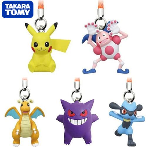 TAKARA TOMY Genuine Pokemon Gacha Toys Riolu Mr. Mime Pikachu Gengar Dragonite Cute Action Figure Charms