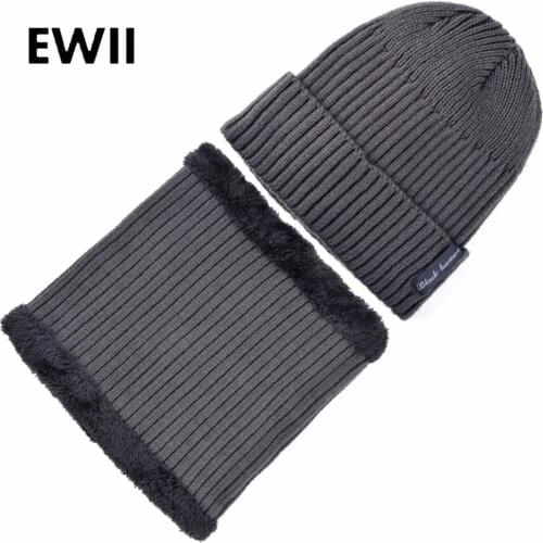 Neck Warm scarf men winter cap unisex knitted wool hats for men beanies caps women skullies man casual hat gorras bonnet