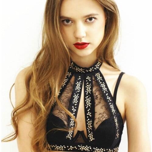 High-end Crystal Diamond Strap Lace with Suspender Vest Camis Spaghetti Strap Top Lace Top Camis