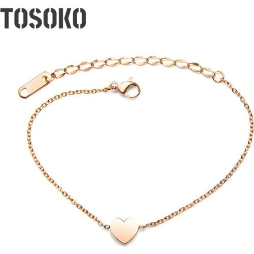 TOSOKO Stainless Steel Small Love Bracelet All Kinds Of Simple Chain Women Jewelry BSE072