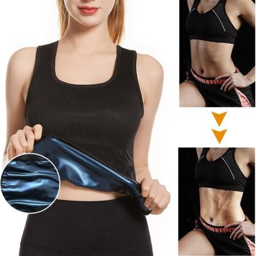 Womens Sauna Suit Sweat Vest Waist Trainer Heat Trapping Workout Tank Top Shapewear for Weight Loss Body Shaper Slimming