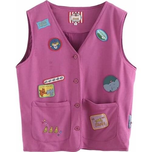 Cartoon Appliques Tassel Casual Women Jackets Vests 2021 Summer Sleeveless V-neck Single-breasted Korean Fashion Ladies Coats