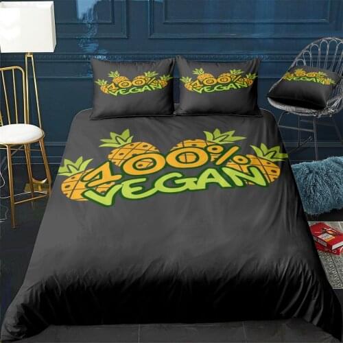 100 vegan pineapple Quilt Cover Pillowcase 3Piece Comforter Bedding Set With Pillow Case Single Double Duvet Cover Home Decora