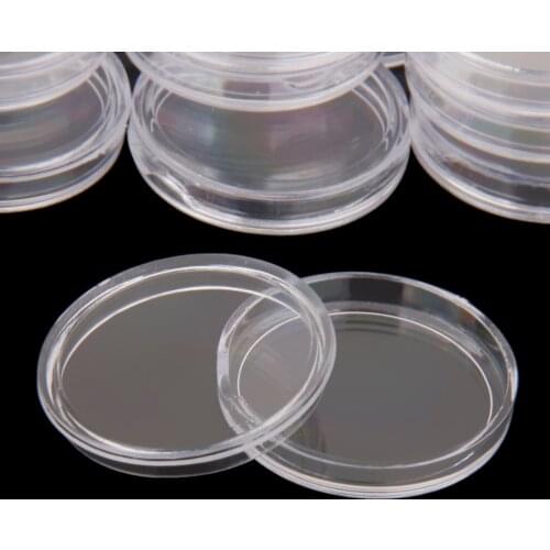 100 Round Transparent Boxed Coin Capsules Coin Case Transparent Color 18mm Gift Boxes Earring Holder Cosmetic Makeup Case