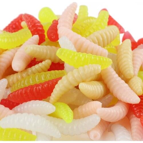100pcs/lot Soft Fishing Lures Maggots Soft Bait Artificial Worm Fish Lure