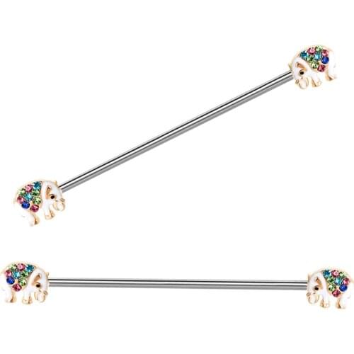 14g Industrial Barbell Surgical Steel Cartilage Earrings CZ Industrial Earring Crystal Ferido Industrail Piercing (38mm) Bar