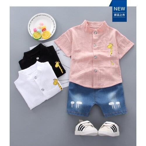New Summer Boys/Girls Clothing Casual Fashion T-Shirt+Denim Shorts 2pc/Sets Kids Infant Children Toddler Outfits 1 2 3 4 Years