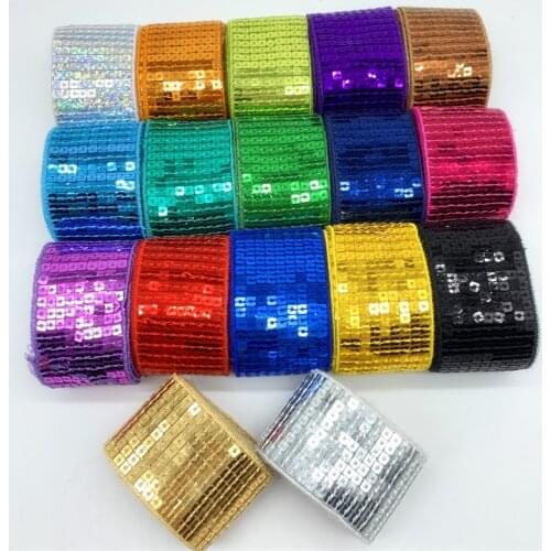 2yards/Lot 38mm Colorful Sequins Ribbon Lace Trim Sequin Sewing Fabric For Crafts Sewing Cloth Accessory Sequin Trim
