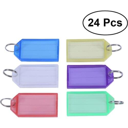 24pcs Multicolor Plastic Key Fobs Luggage ID Tags Labels with Key Rings (Mixed Color)