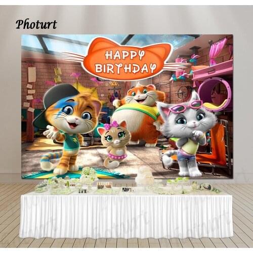 44 Gatti Cat Photography Backdrop Baby Shower Birthday Party Photo Background BuffyCat Music Sunflower Vinyl Photo Booth Prop