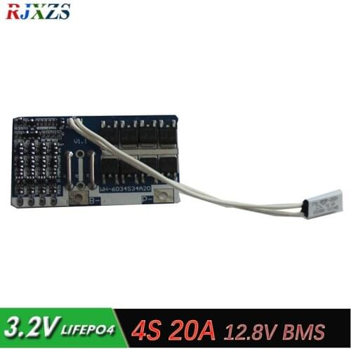 4S 20A 12.8V LiFePO4 BMS/PCM/PCB battery protection circuit board for 4 Packs 18650 Battery Cell with temperature switch