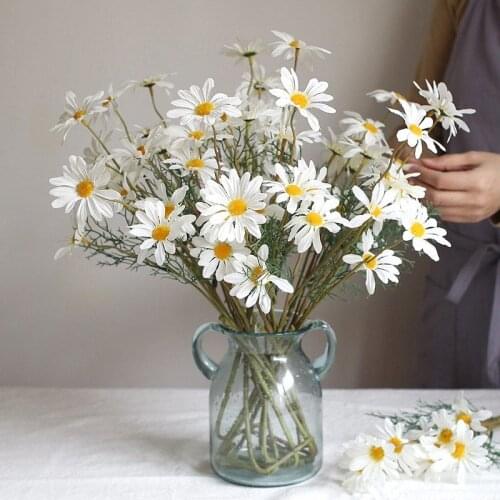 52cm White Daisy Silk Fabrics Flower Bouquet Artificial Flowers High Quality Valentines Home Decoration Accessories Wedding