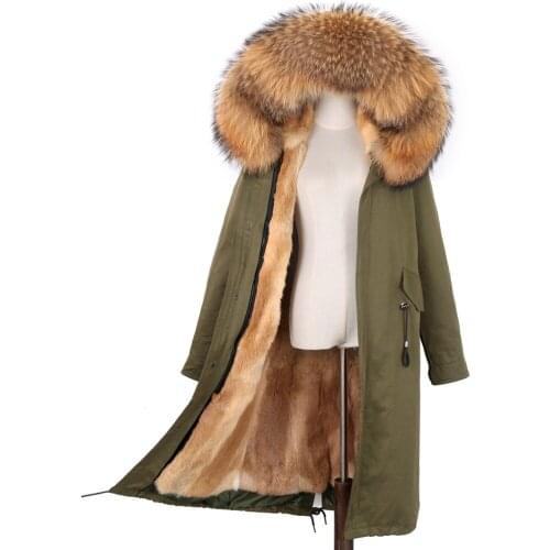 7XL X-Long Parkas Natural Fur Women Parka Rex Rabbit Fur Iiner Real Fur Fox Fur Coat With Hood Winter Jacket Natural Fur Parkas