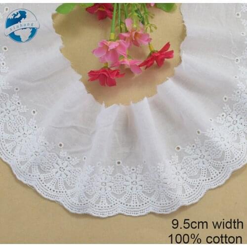 9.5cm wide 100% Cotton embroidery lace sewing ribbon guipure trim wedding decoration DIY dolls colthes Accessories lace #4169