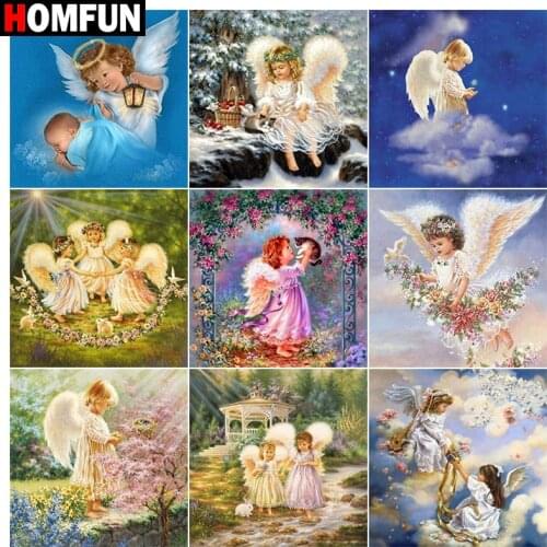 HOMFUN Diy 5d Diamond Painting "Angel girl child" Cross Stitch Square Round Diamond Embroidery Handwork Rhinestone Art