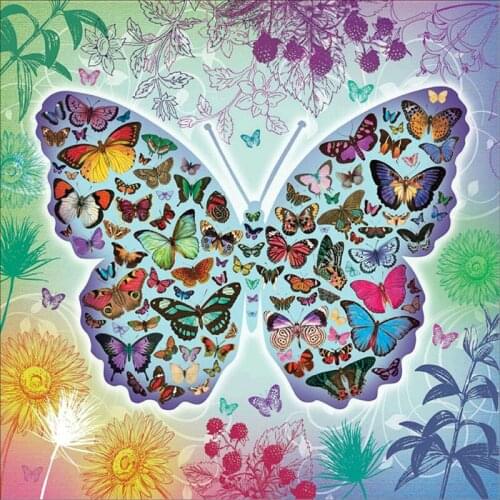 Full Round Drill 5D DIY Diamond Painting "Cartoon Colorful Butterfly" Embroidery Cross Stitch 3D Diamond Mosaic Home Decor
