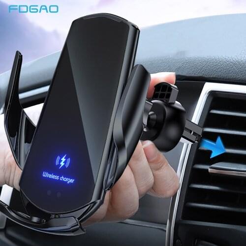 Automatic Clamping Sensor Car Wireless Charging Holder 15W Fast Wireless Charger For iPhone 12 Pro 11 XS Max XS Samsung S10 S20