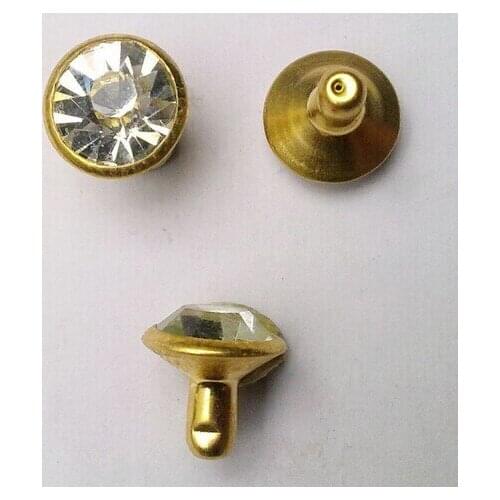 Free shipment,rhinestone button for jean/garment,10mm 300 sets/lot,gold metal with clear rhinestones,jean glass rivet