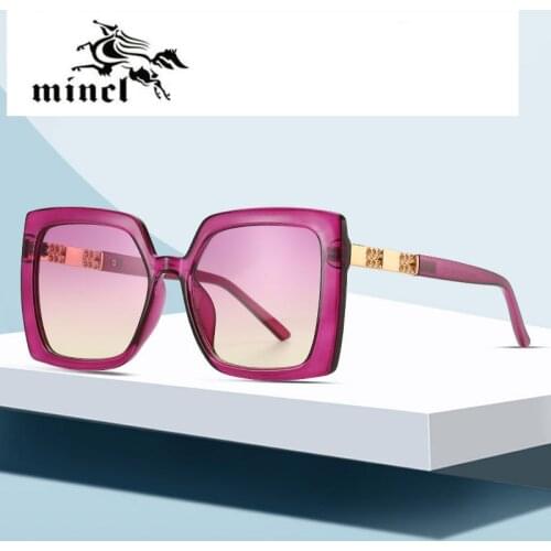 Oversized Purple Sunglasses Women Luxury Brand Fashion Flat Top Colorful Clear Lens Sun Glasses Vintage Men Square Glasses NX